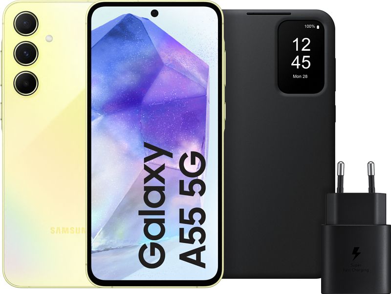 Foto van Samsung galaxy a55 128gb geel 5g + accessoirepakket