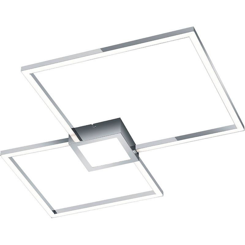 Foto van Led plafondlamp - trion hydro - 28w - natuurlijk wit 4000k - dimbaar - vierkant - mat chroom - aluminium