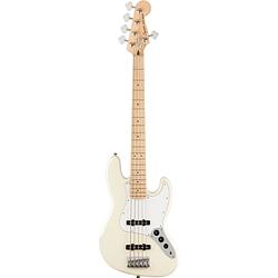 Foto van Squier affinity series jazz bass v olympic white mn 5-snarige elektrische basgitaar