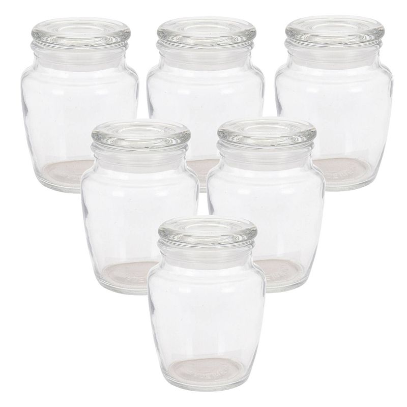 Foto van Kruidenpotjes/voorraadpotjes - 6x stuks - glas - transparant - 150 ml - voorraadpot