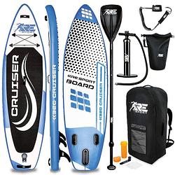 Foto van Re: sport-sup board 320 cm blauw-supboard- opblaasbaar- stand up paddle set- surfboard --paddling premium