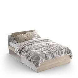 Foto van Life volwassen bed voor 2 personen - 140x190/200 - opberger - eiken en wit decor - demeyere - made in france