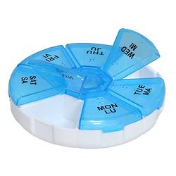 Foto van Gerimport medicijnen doosje/pillendoosje - 7-vaks - blauw - geschikt voor 7 dagen - pillendoosjes
