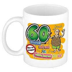 Foto van Cadeau mok 60 jaar - daar gaan je wilde haren - keramiek - 300 ml - feest mokken