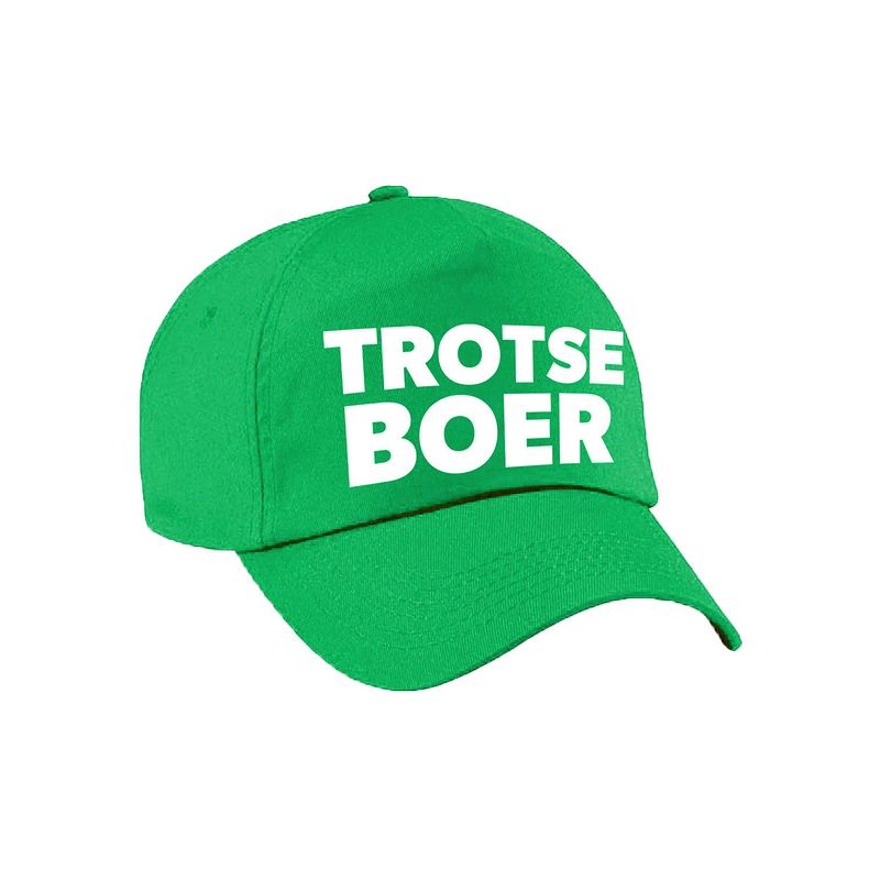 Foto van Carnaval verkleed pet / cap trotse boer groen voor volwassenen - verkleedhoofddeksels