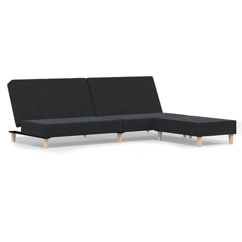 Foto van The living store bedbank met voetenbank - zwartgrijs - 200x84.5x69 cm - multifunctioneel