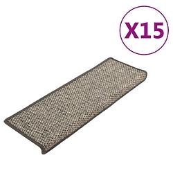 Foto van Vidaxl trapmatten zelfklevend 15st sisal-look 65x21x4cm grijs en beige