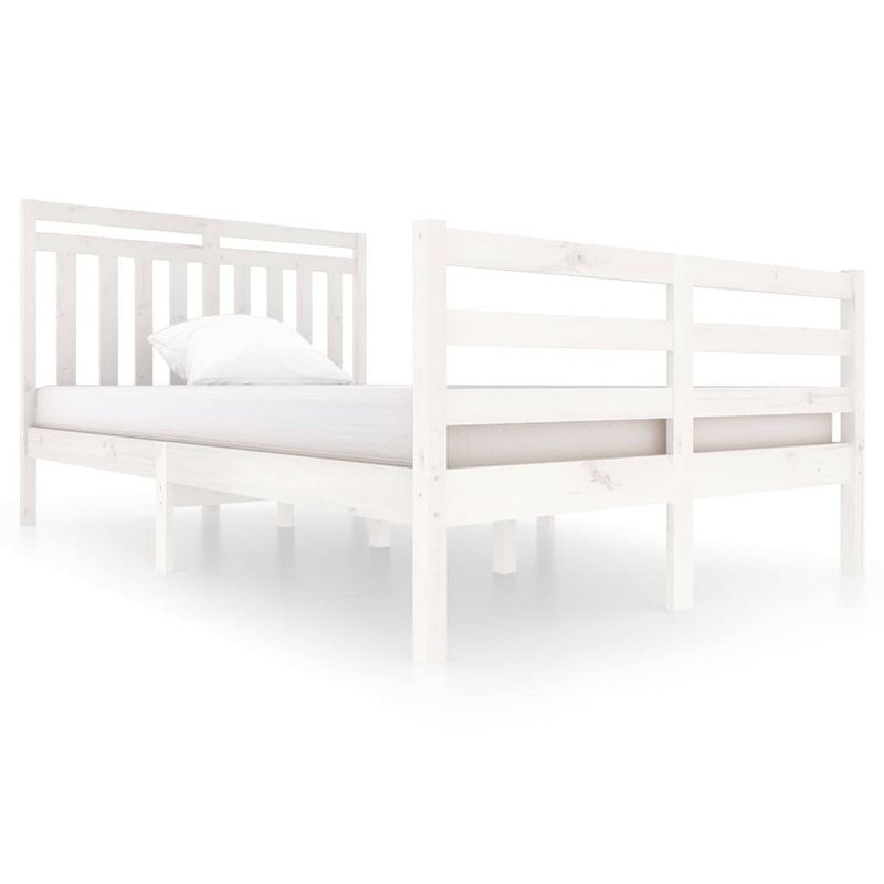 Foto van The living store bedframe massief hout wit 120x200 cm - bed