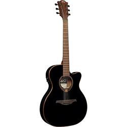 Foto van Lag guitars tramontane 118 t118asce-blk black thinline elektrische-akoestische westerngitaar