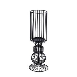 Foto van Ptmd thieme black iron round wired candle holder s