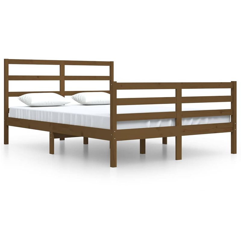 Foto van The living store houten bedframe - niet vermeld - meubels - 205.5 x 145.5 x 100 cm - honingbruin