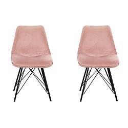Foto van Giga meubel eetkamerstoel velvet roze - set van 2 - zithoogte 48cm