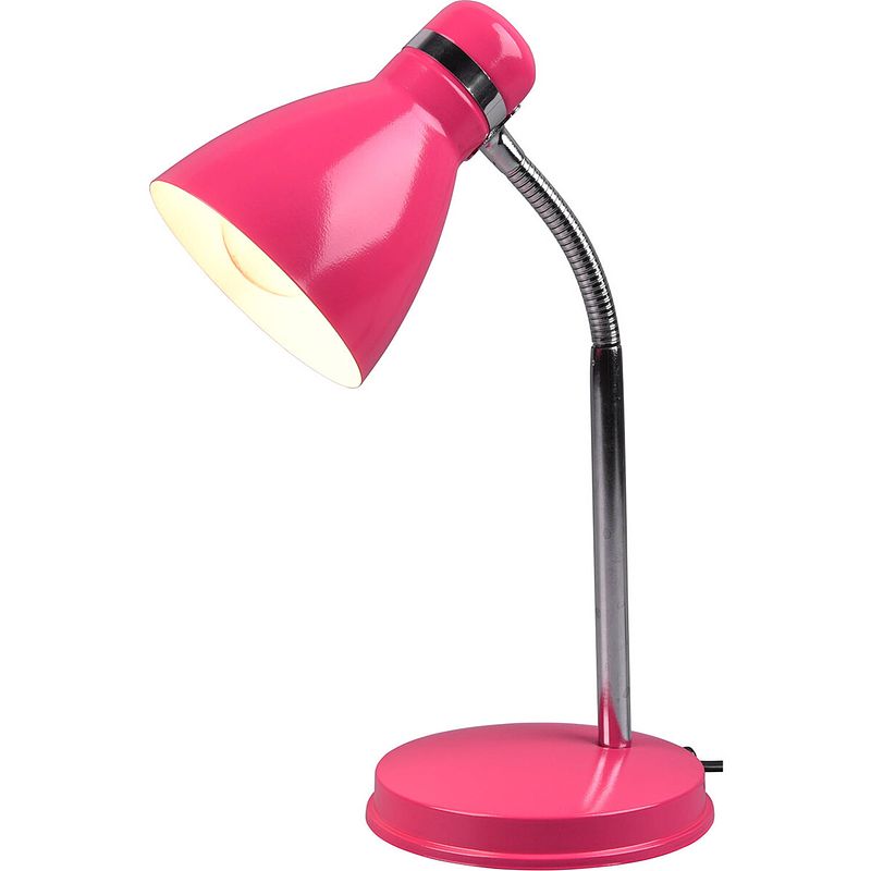 Foto van Led bureaulamp - tafelverlichting - trion himaya - e27 fitting - rond - mat roze - aluminium