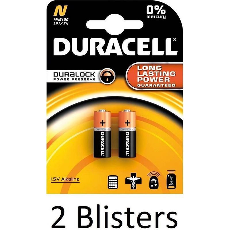 Foto van 4 stuks (2 blisters a 2 st) duracell batterij n/mn9100 1.5v