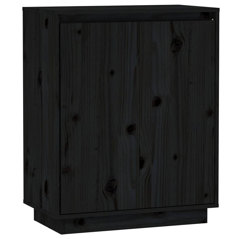 Foto van Vidaxl dressoir 60x34x75 cm massief grenenhout zwart