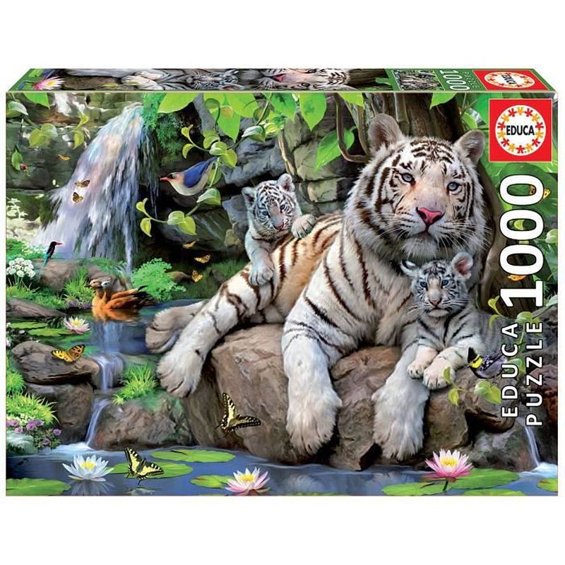 Foto van Educa puzzel 1000 stukjes - witte bengaalse tijgers
