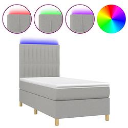 Foto van The living store boxspring bed - led - 193 x 90 x 118/128 cm - lichtgrijs