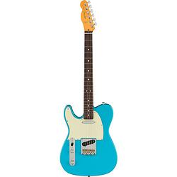 Foto van Fender american professional ii telecaster lh rw miami blue linkshandige elektrische gitaar met koffer
