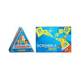 Foto van Spellenbundel - bordspel - 2 stuks - triominos junior & mattel scrabble junior