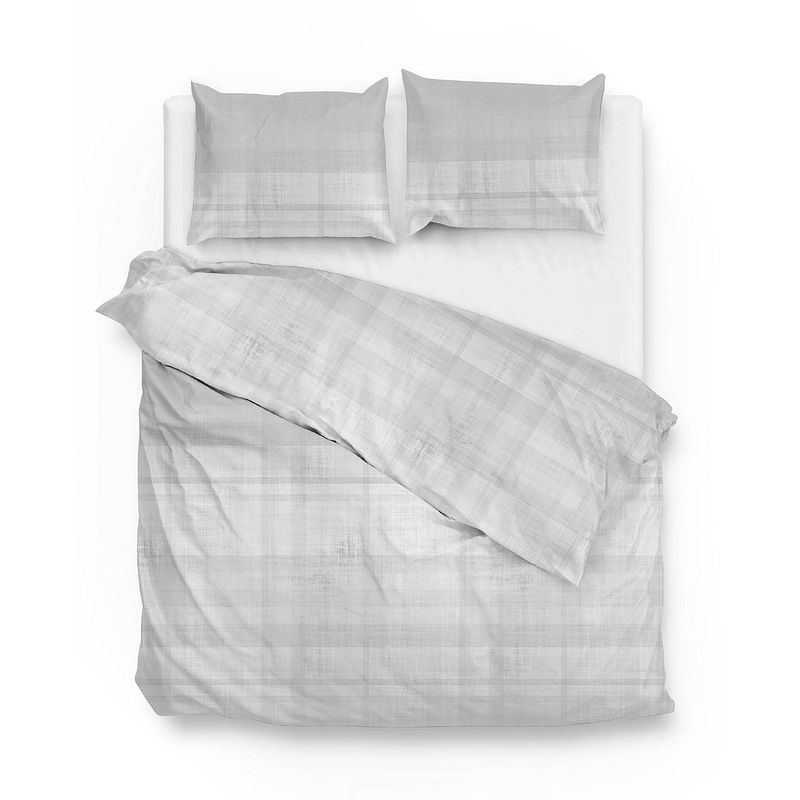 Foto van Zo home dekbedovertrek flanel marley - cloud grey 200x200/220cm