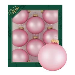 Foto van Krebs kerstballen - 16x stuks - chic roze - glas - 7 cm - mat - kerstbal