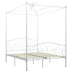 Foto van The living store hemelbedframe - metaal - 211 x 149 x 227 cm - wit - voor 140x200 cm matras