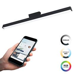 Foto van Eglo connect.z simolaris-z smart plafondlamp - 122 cm - zwart/wit - instelbaar rgb & wit licht - dimbaar - zigbee