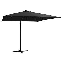 Foto van Vidaxl zweefparasol met led-verlichting stalen paal 250x250 cm zwart