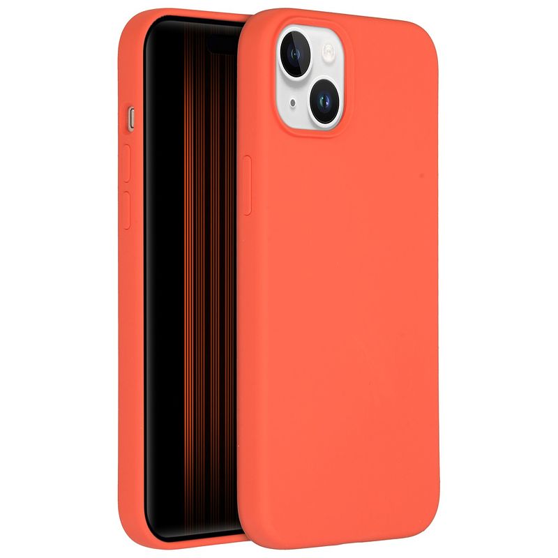 Foto van Accezz liquid silicone backcover iphone 15 plus telefoonhoesje oranje