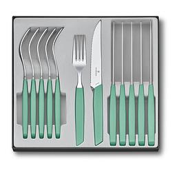 Foto van Victorinox bestekset swiss modern - 12-delig - pastel groen - rvs/pp