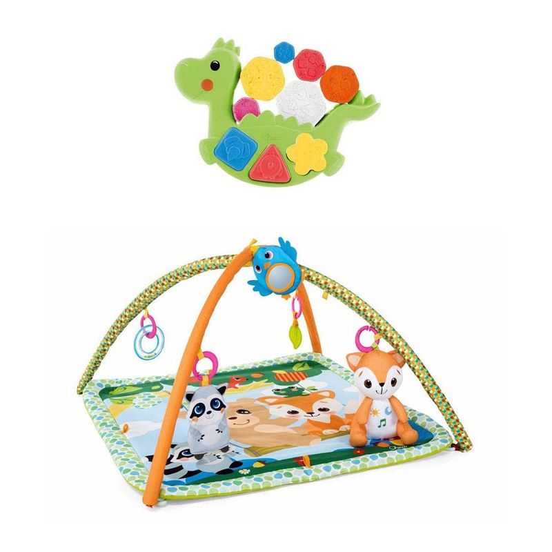 Foto van Chicco bundel - speelkleed - magic forest - relax & play & puzzel / vormenstoof - dino