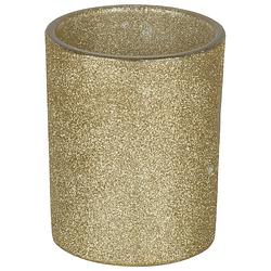 Foto van 1x gouden theelichthouders/waxinelichthouders glitter 10 cm - waxinelichtjeshouders