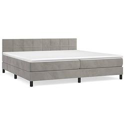 Foto van The living store boxspringbed - lichtgrijs - 203x200x78/88cm - zacht fluweel - praktisch hoofdbord - pocketvering