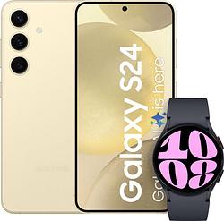 Foto van Samsung galaxy s24 256gb geel 5g + galaxy watch 6 zwart 40mm