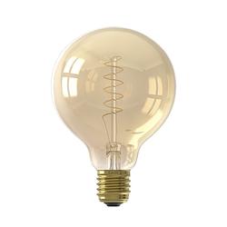 Foto van Calex led full glass flex filament globe lamp 240v 4w 200lm e27 g95, gold 2100k dimmable, energy label a