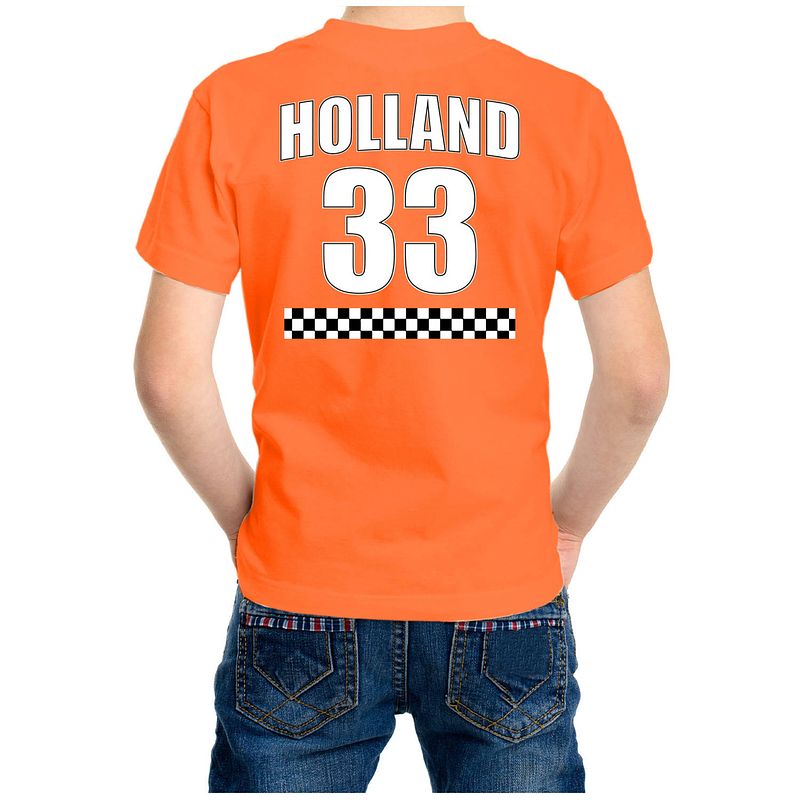 Foto van Holland race shirt met nummer 33 - nederland fan t-shirt / outfit voor kinderen xl (158-164) - feestshirts