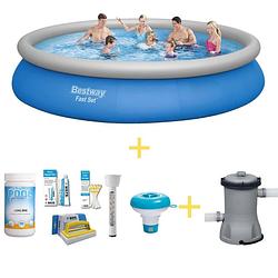 Foto van Bestway zwembad - fast set - 457 x 84 cm - inclusief ways onderhoudspakket & filterpomp