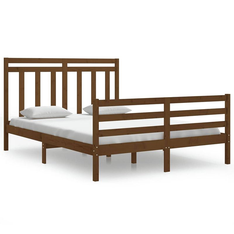 Foto van The living store bedframe grenenhout - king size - honingbruin - 205.5 x 155.5 x 69.5 cm