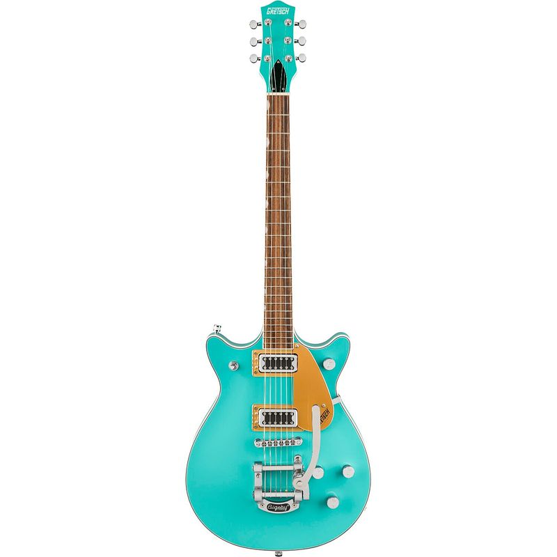 Foto van Gretsch g5232t electromatic double jet ft bigsby caicos green elektrische gitaar