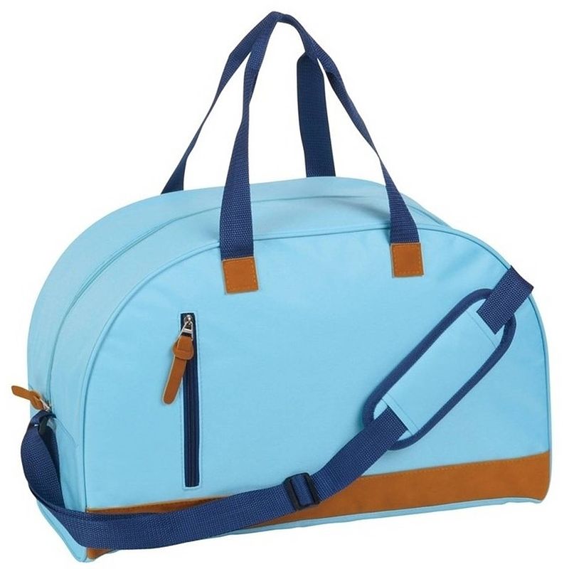 Foto van Sporttas/reistas lichtblauw met kunstleer 50 cm - weekendtassen - voetbaltassen 40 liter