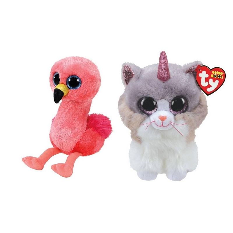 Foto van Ty - knuffel - beanie boo's - gilda flamingo & asher cat