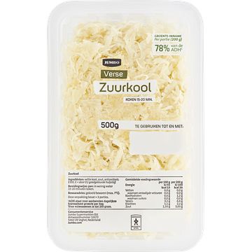 Foto van 1+1 gratis | jumbo verse zuurkool 500g aanbieding bij jumbo