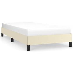 Foto van The living store bedframe crème kunstleer - 203x83x25 cm - duurzaam - ondersteunende poten - multiplex lattenbodem