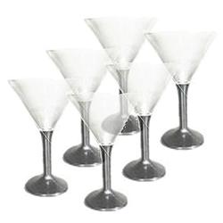 Foto van Did martini/cocktailglazen - 6x stuks - transparant/zwart - kunststof - 165 ml - champagneglazen