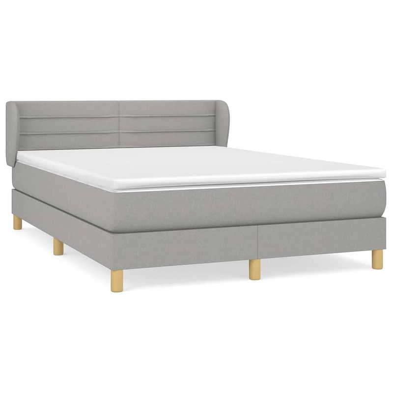 Foto van The living store boxspring met matras stof lichtgrijs 140x200 cm - bed