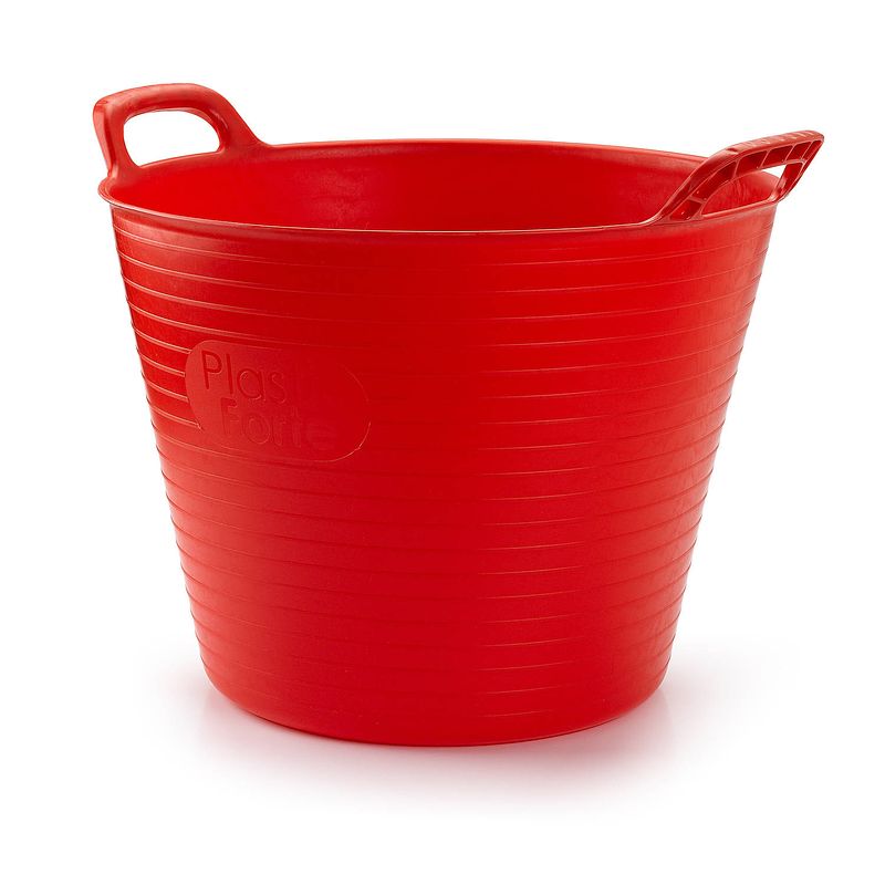 Foto van Plasticforte flexibele emmer/kuip - rood - 42 liter - eco kunststof - rond - 38 x 45 cm - wasmanden