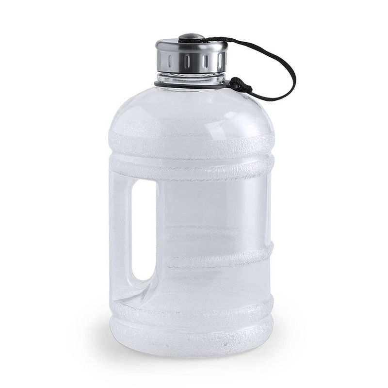 Foto van 1x transparante waterflessen/drinkflessen met handvat en vaste dop 1,9 liter - bidons