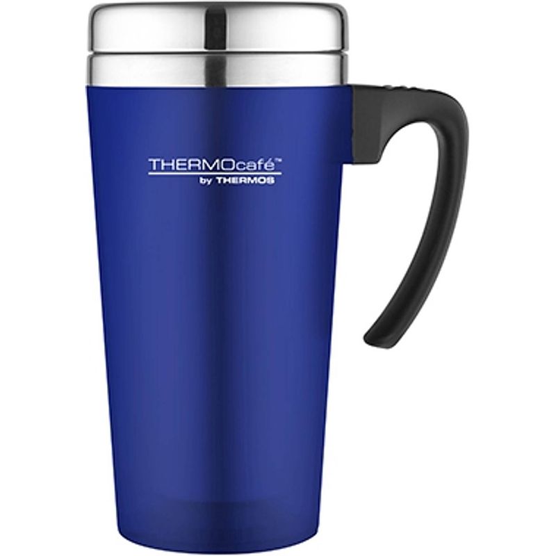 Foto van Thermos soft touch travel mug - 420 ml - blauw