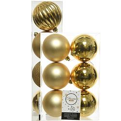Foto van Decoris kerstballen 10x stuks goud 8-10 cm kunststof - kerstbal