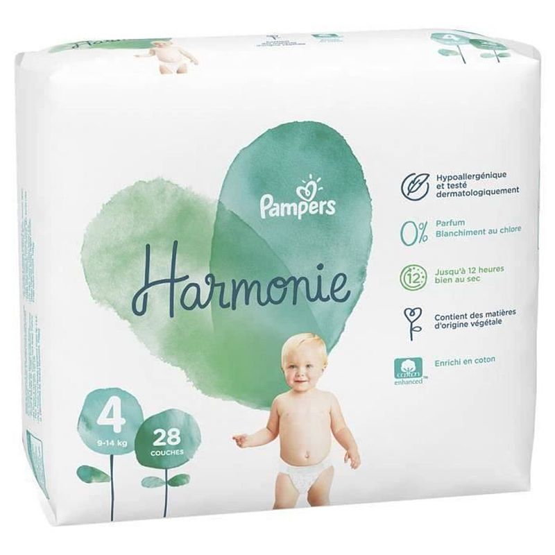 Foto van Pampers harmonie luiers maat 4 9-14 kg - 28 luiers